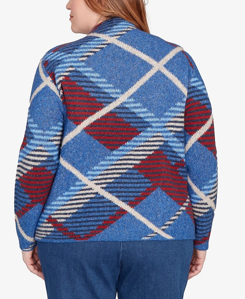 Alfred Dunner Plus Sunset Canyon Exploded Plaid Mock Neck Sweater
