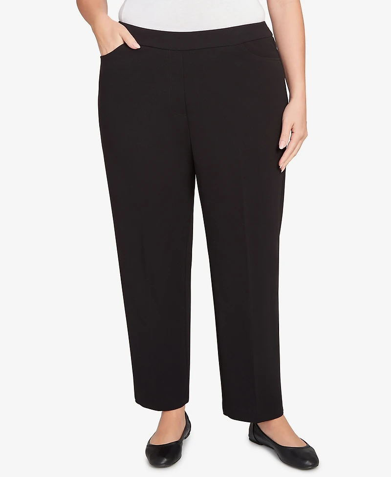 Alfred Dunner Plus Jet Setter Black Crepe Knit Medium Length Pants