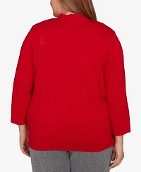 Alfred Dunner Plus Jet Setter Geometric Inner Two One Sweater
