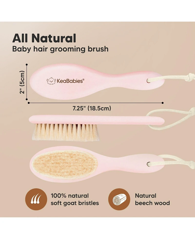 KeaBabies Baby Hair Brush, Oval Cradle Cap Soft Brush for Infant, Newborn Hairbrush Girls, Boys, Scalp