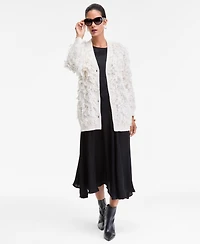 I.n.c. International Concepts Women's Fuzzy Oversized V-Neck Cardigan Sweater, Macy's Exclusive