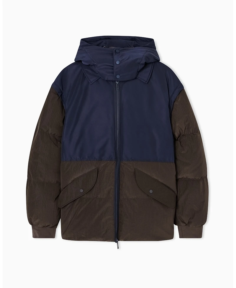 A|X Armani Exchange Men's Color Block Hooded Puffer Jacket