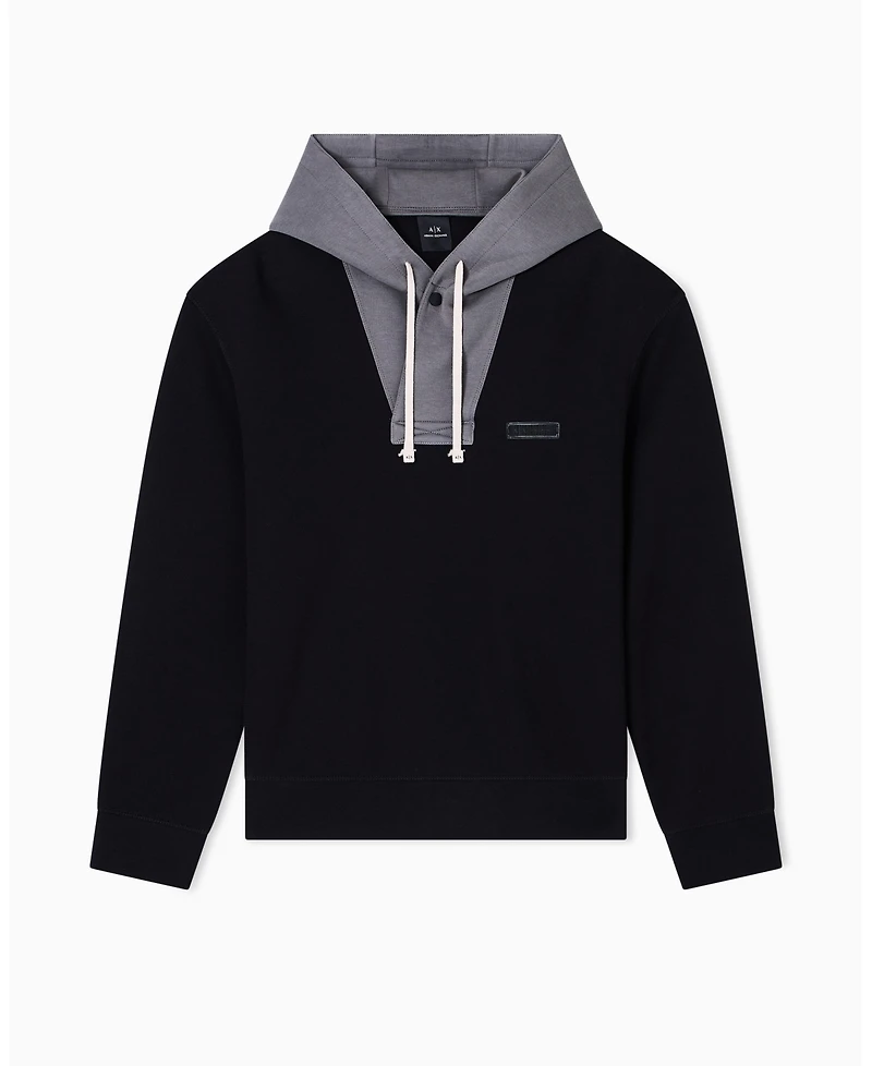 A|X Armani Exchange Men's Cozy Lab Color Block Pique Hoodie Sweatshirt