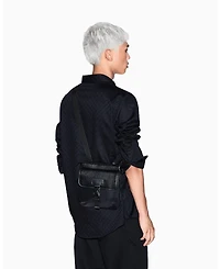 A|X Armani Exchange Men's Pebbled Faux-Leather Buckle Crossbody Bag
