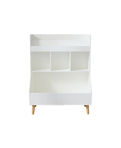 Jujabu 27.5 in. Wide White Kids Multifunctional Bookshelf and Toy Storage with Legs Toy Storage Organizer