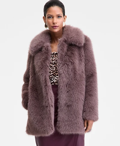 I.n.c. International Concepts Women's Lapel Collar Faux-Fur Coat, Macy's Exclusive
