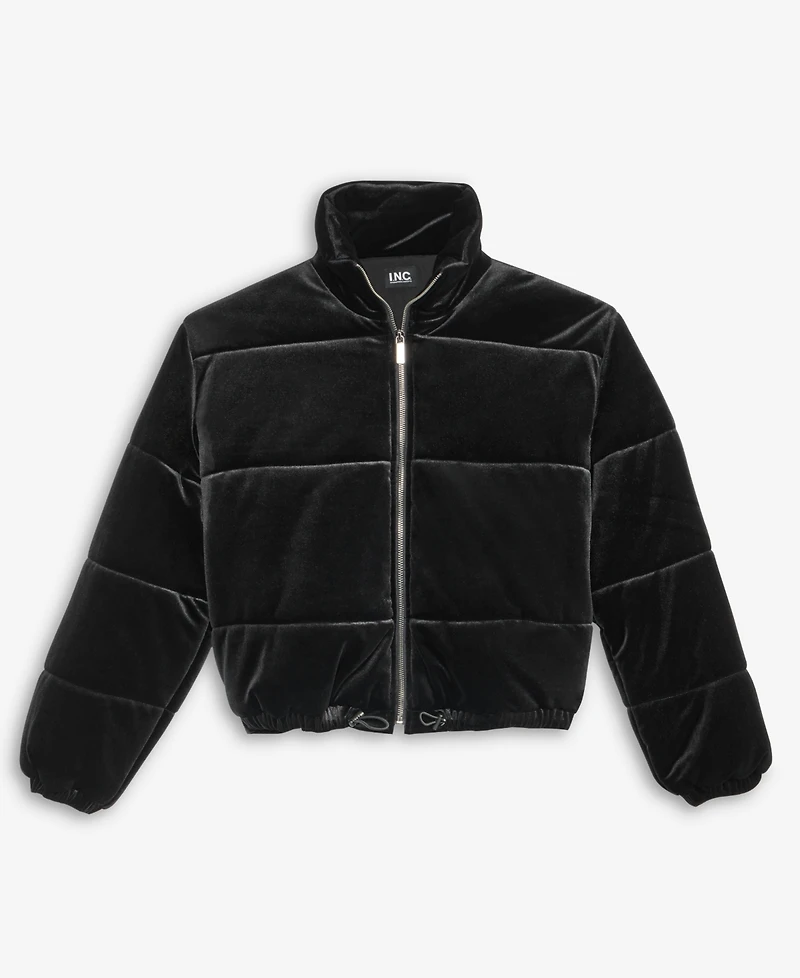 I.n.c. International Concepts Women's Cropped Velvet Puffer Jacket, Macy's Exclusive