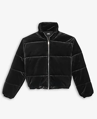 I.n.c. International Concepts Women's Cropped Velvet Puffer Jacket, Macy's Exclusive