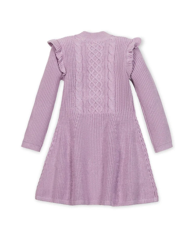 Hope & Henry Little and Big Girls' Organic Long Sleeve Flutter Detail Sweater Dress