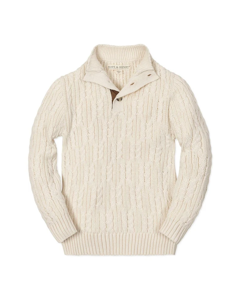 Hope & Henry Boys Organic Mock Neck Cable Sweater