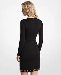 Michael Kors Women's Astor Stud Long Sleeve Wrap Mini Dress