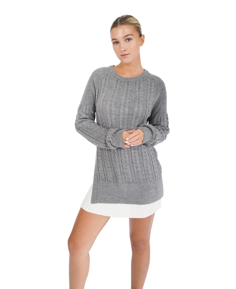 Belle & Bloom Women's At Last Cable Knit Jumper with Slit