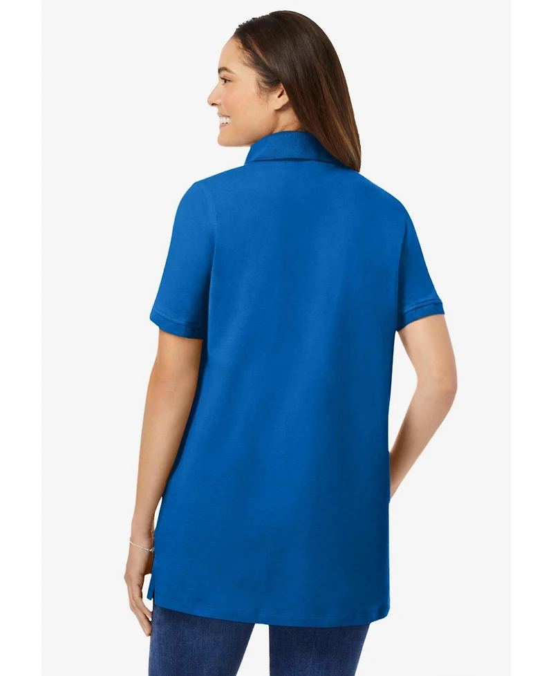 Woman Within Women's Perfect Short-Sleeve Polo Shirt