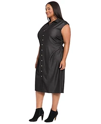 London Times Plus Denim Short Sleeve Midi Dress
