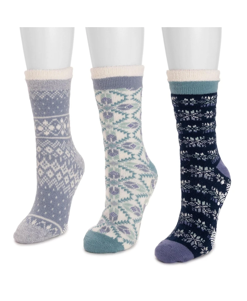 Muk Luks Women's Tall Cozy Lined Lounge Sock 3 Pack
