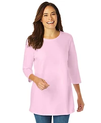 Woman Within Plus Perfect Three-Quarter Sleeve Crewneck Tee