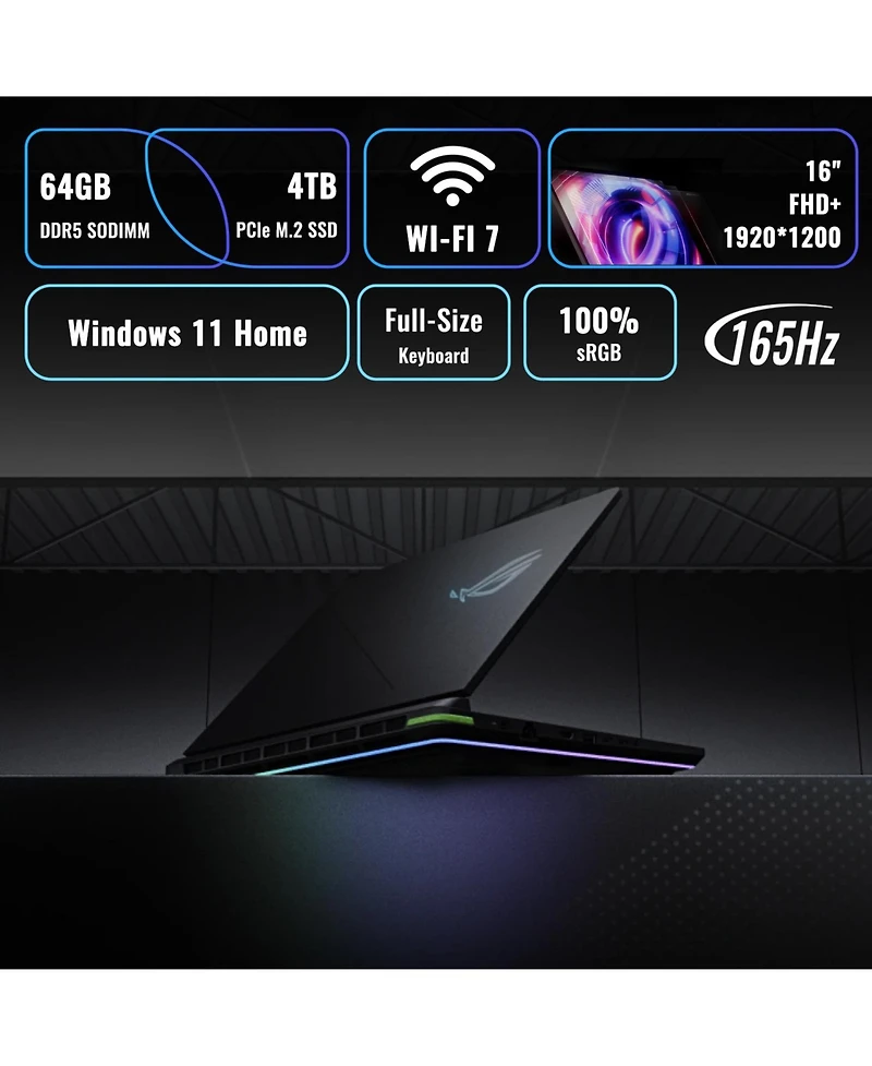 Asus Rog Strix 16" Gaming Traditional Laptop Intel Core i7 14650HX 16GB Ram Nvidia GeForce Rtx 5060 1TB Ssd Storage Windows 11 Home Fhd+ 165Hz
