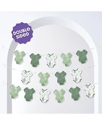 Big Dot of Happiness Boho Botanical Baby Garland Banner, 30 Feet of Cord, 15 Double-Sided Bodysuits