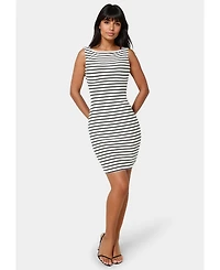 Bebe Women's Stripe Rib Bodycon Dress