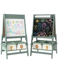 Qaba 3-in-1 Art Easel for Kids, Double-Sided Kids with Paper Roll,