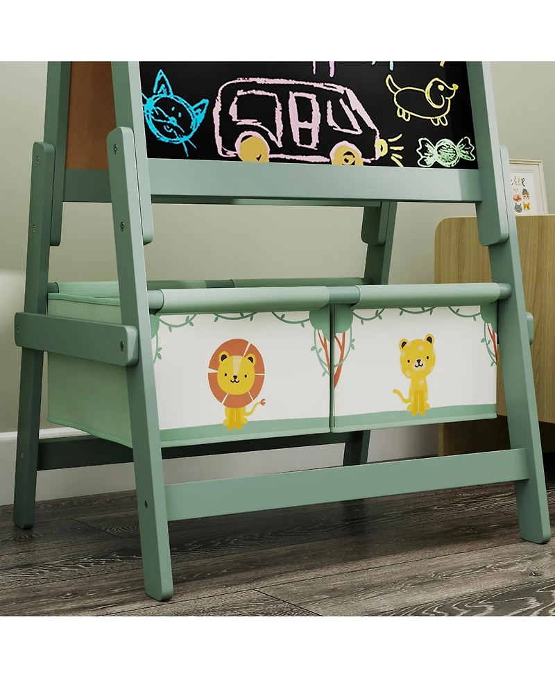 Qaba 3-in-1 Art Easel for Kids, Double-Sided Kids with Paper Roll,