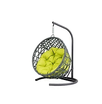 Zeus & Ruta Rattan Cat Egg Chair with Stand and Cushion in Green