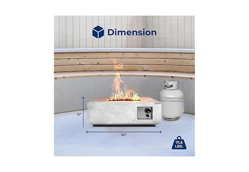 SereneLife Propane Gas Fire Pit Table