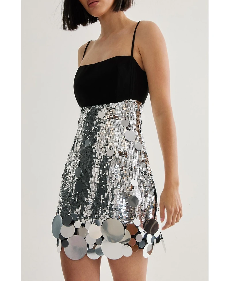 Nasty Gal Women's Sequin Disc Hem Sleeveless Mini Dress