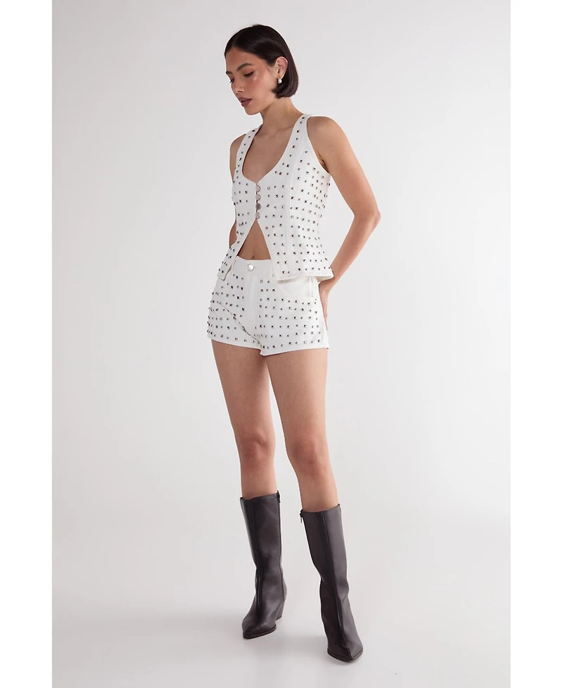 Nasty Gal Women's Studded Denim Shorts