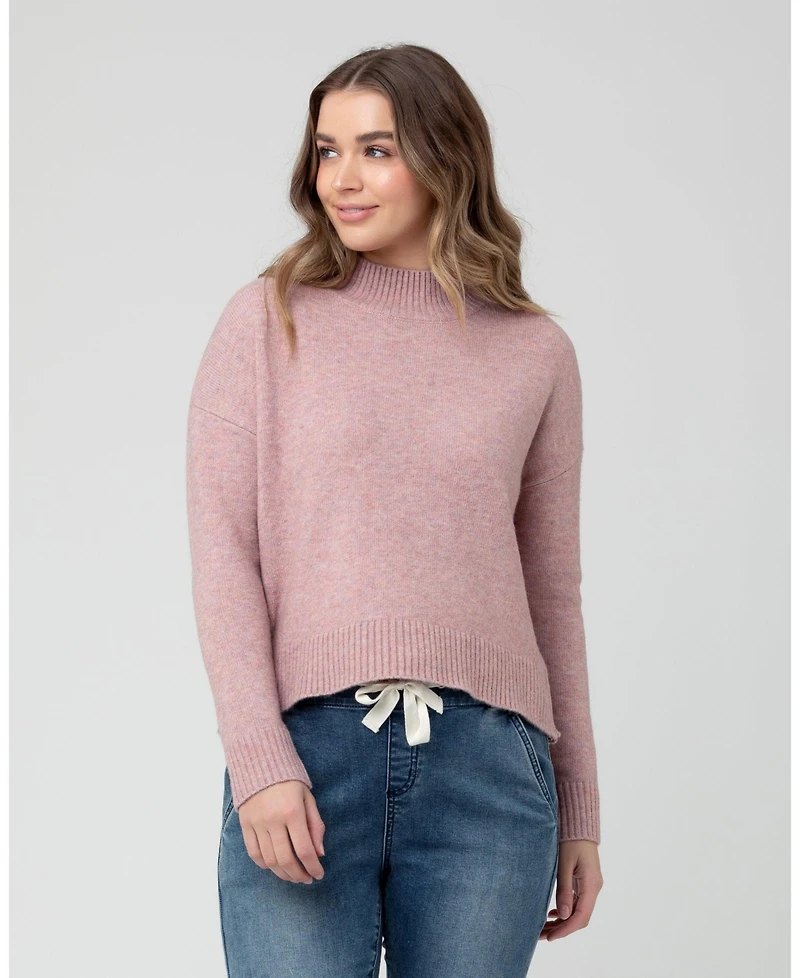 Ripe Maternity Jade Crop Nursing Knit Sweater Pink - Comfortable Wear