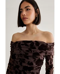 Nasty Gal Women's Floral Devore Ruched Mini Dress