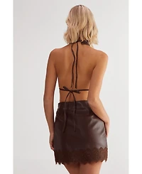 Nasty Gal Women's Faux Leather Tie Back Halter Dress