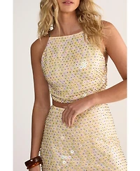 Nasty Gal Women's Studded Sequin Beaded Strap Crop Top