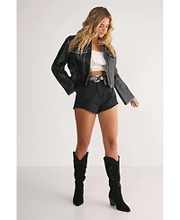 Nasty Gal Women's Leather Studded Cropped Jacket