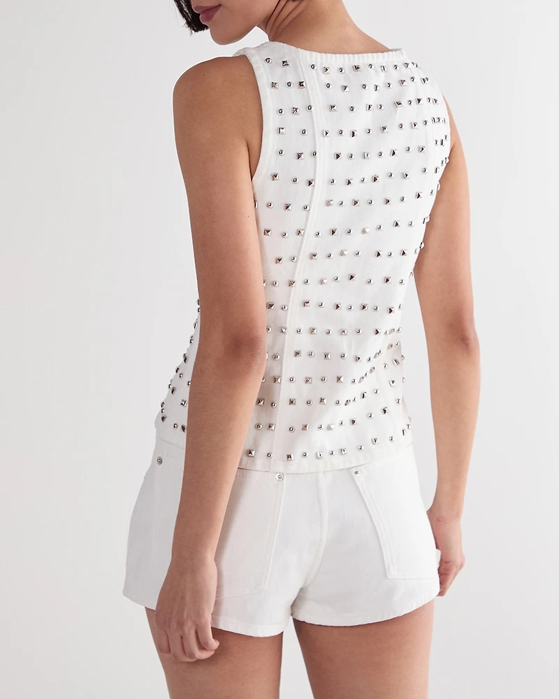 Nasty Gal Women's Studded Denim Corset Top
