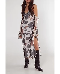 Nasty Gal Women's Cold Shoulder Bias Cut Split Maxi Dress