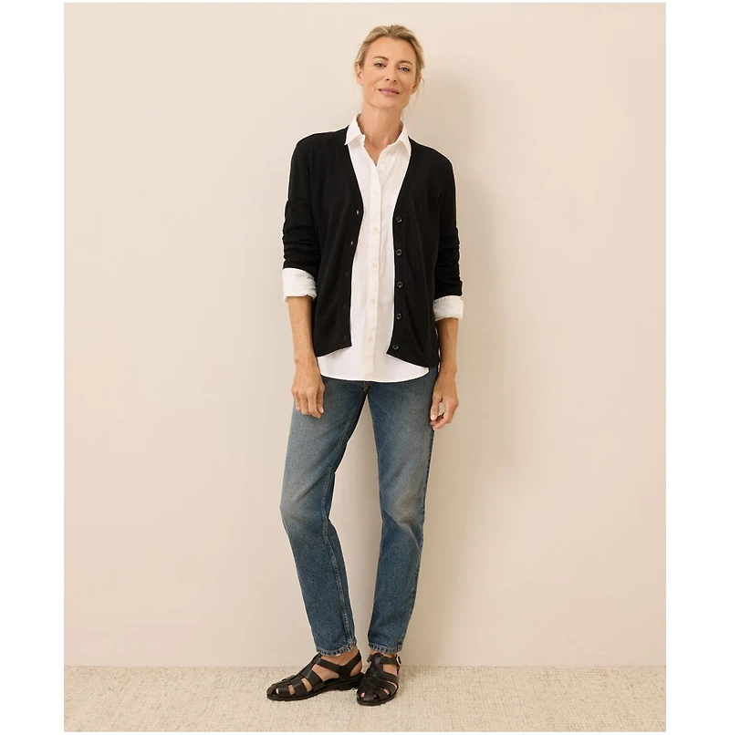 Pact Women's Organic Cotton Classic Fine Knit V-Neck Cardigan