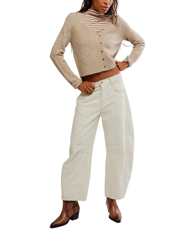 Free People Women's V-Neck Cropped Cardigan Sweater