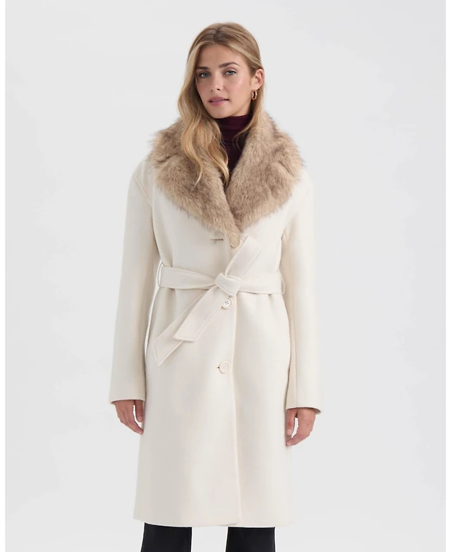 Fur Collar Women Coats Macys Ellen Tracy Women's Long Faux