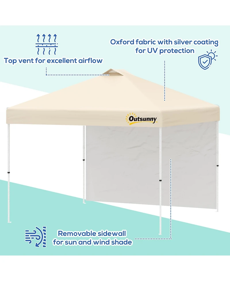 Outsunny 10' Pop-Up Foldable Gazebo with Roller Bag Sidewall