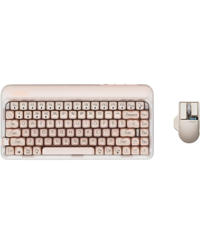 Lofree Dot Foundation Mechanical Keyboard & Pbt Mouse Set, 75% Hot-Swappable Keyboard with 3 Connection Modes, Pink Gateron Baby Racoon Switches