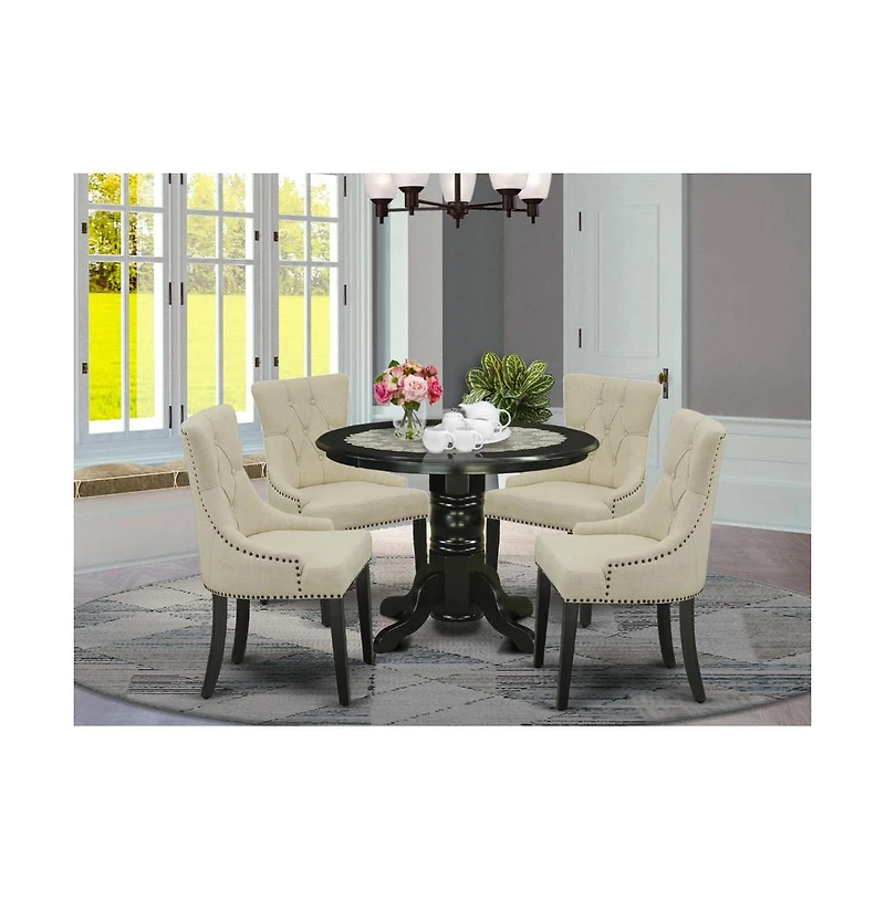 East West Furniture Dining Room Set Black, SHFR5-blk-02