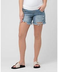 Ripe Maternity Pale Blue Distressed Denim Shorts for Maternity