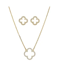 Bearfruit Jewelry Sterling Silver 18k Gold Plated Aria Clover Necklace & Stud Earrings Set