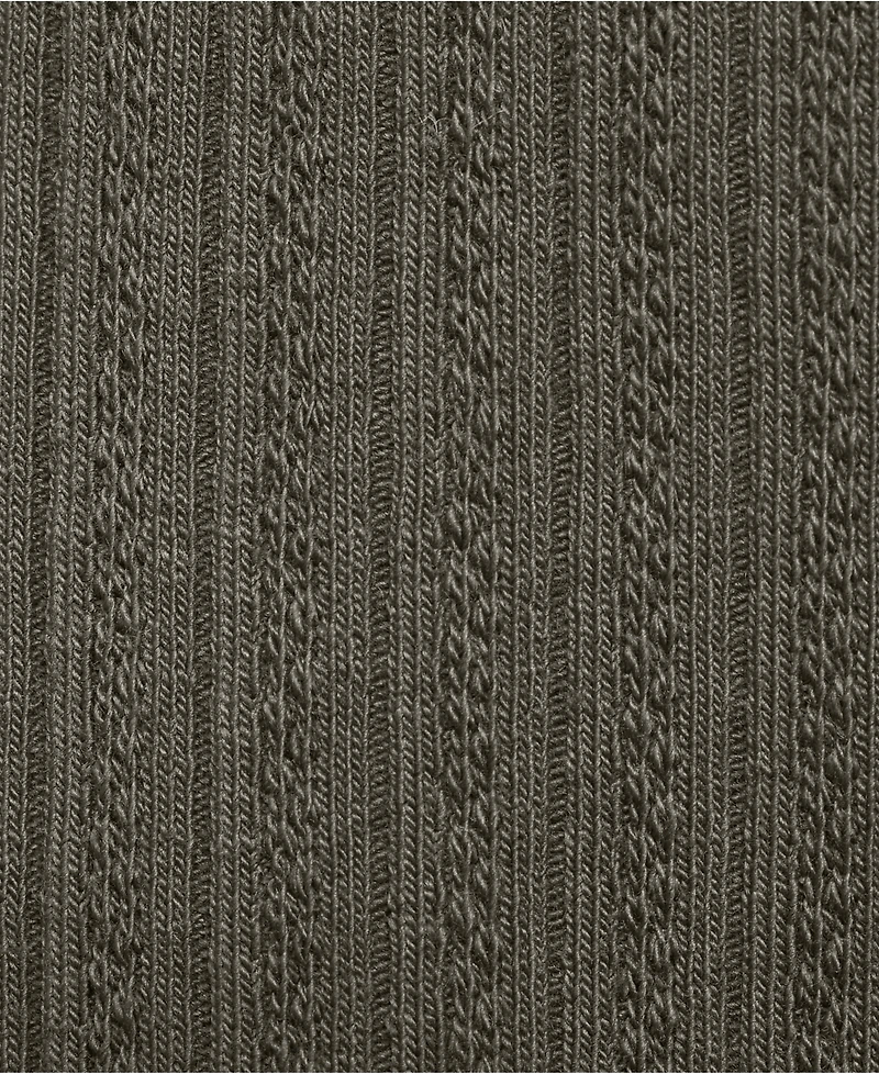 Lands' End Plus Long Sleeve Pointelle Rib Keyhole Polo Top