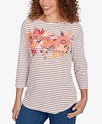 Ruby Rd. Petite Fall Harvest Striped Knit Top