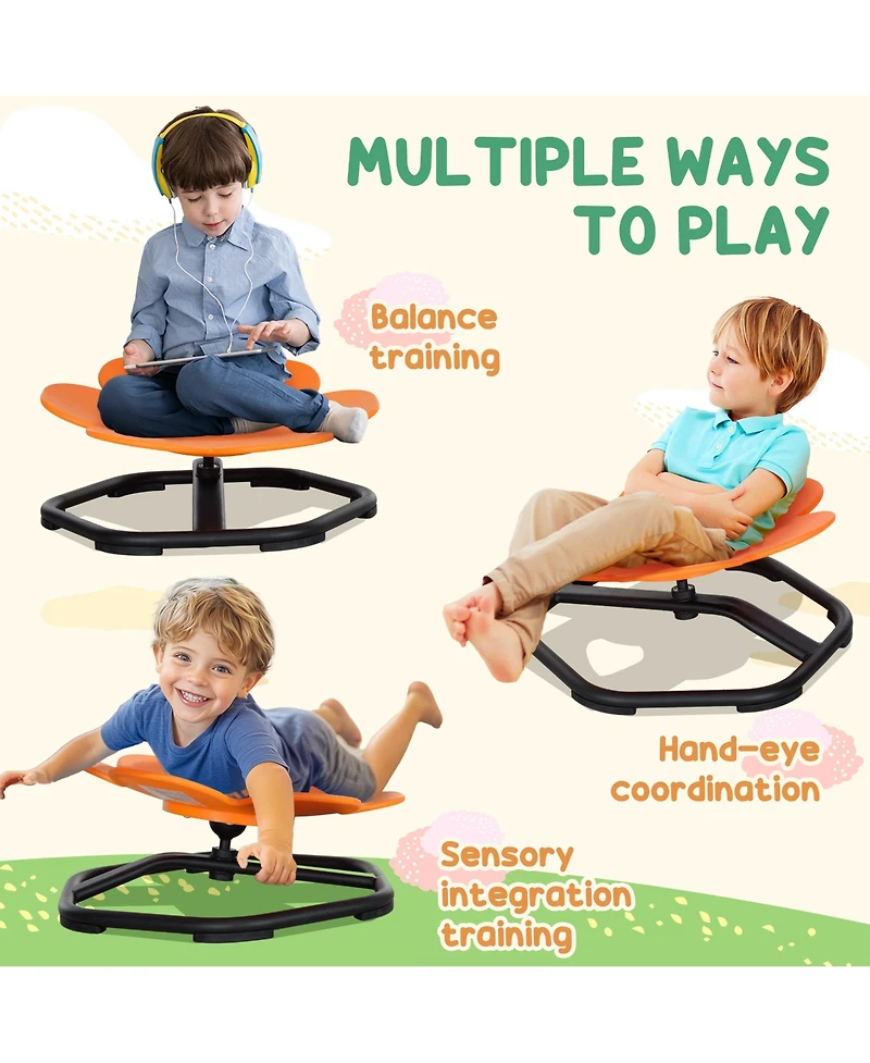 Qaba Sensory Spinning Chair, Flower Shaped Kids Swivel Chair for Autism