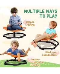 Qaba Sensory Spinning Chair, Flower Shaped Kids Swivel Chair for Autism