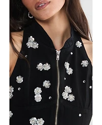 Embellished Applique Mini Dress