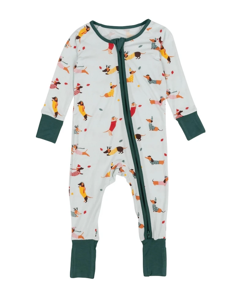 Leveret Baby Footed Bamboo Pajamas, Dogs Print, Matching Family Christmas Pajamas